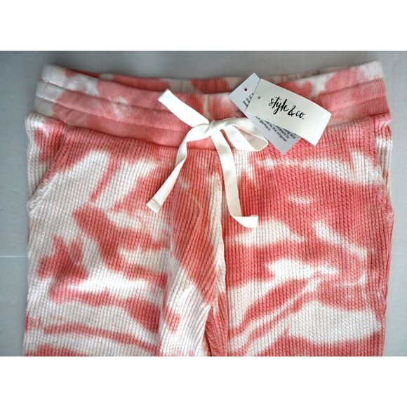 Style & Co 100135811MS Women's Sz XS Pink Tie Dye Waffle-Knit Jogger Pants - Picture 5 of 10